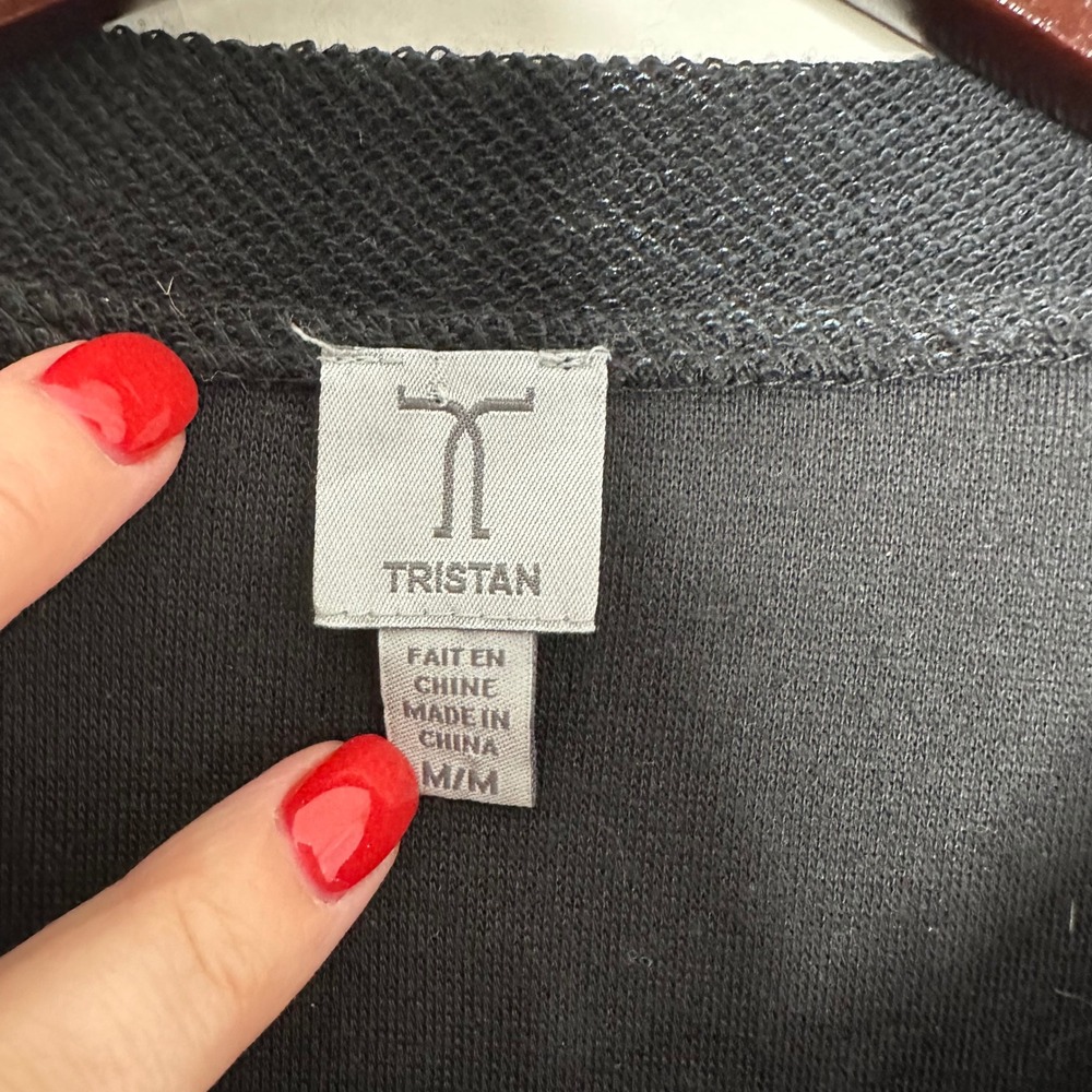 Tristan Women's Black Metallic Shimmer Bomber Jacket Full Zip Casual‎ M - Picture 2 of 7
